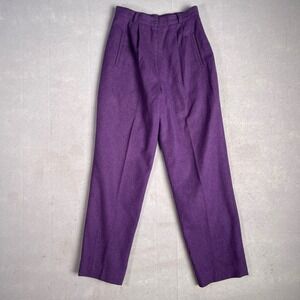 VTG Lindsey Brooke Lambs Wool Blend Trousers‎ Purple USA Made Pleated Pant Sz 6
